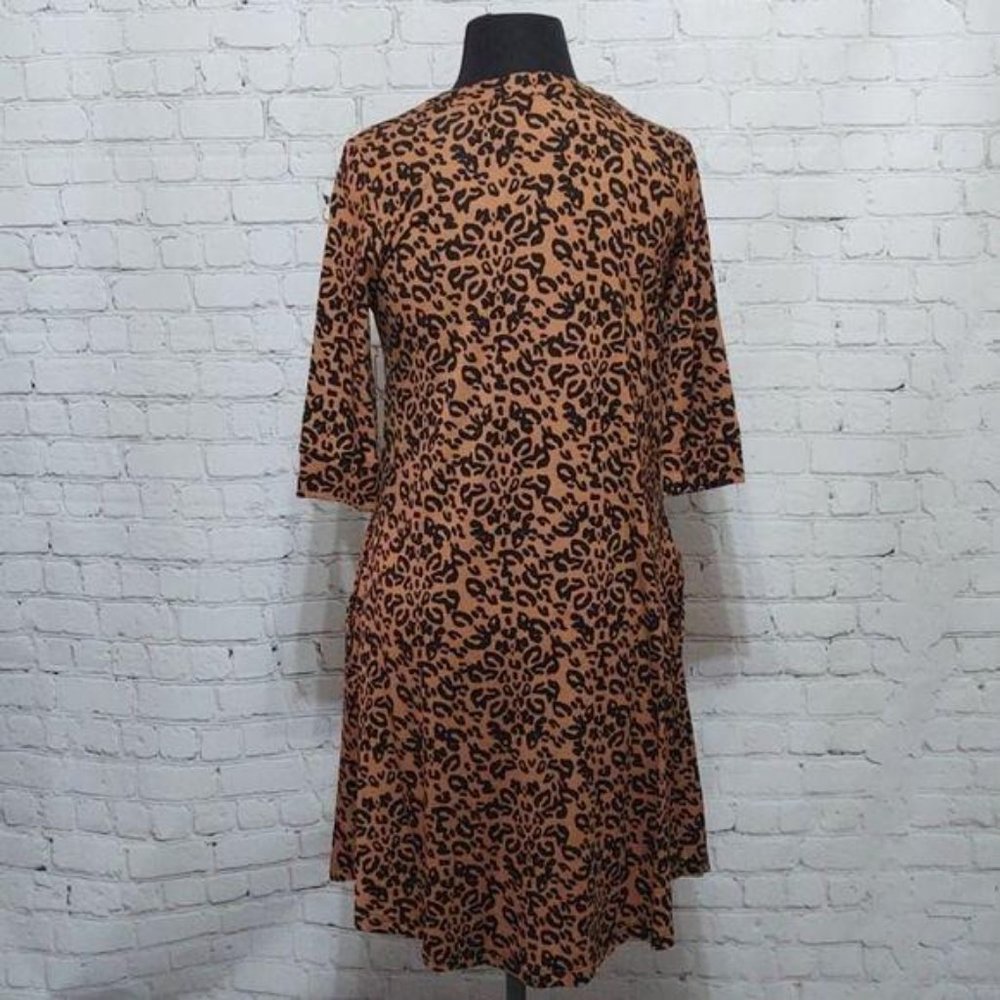 Choker Dress Cheetah Print Vfish 3/4 Sleeve - Picture 2 of 7